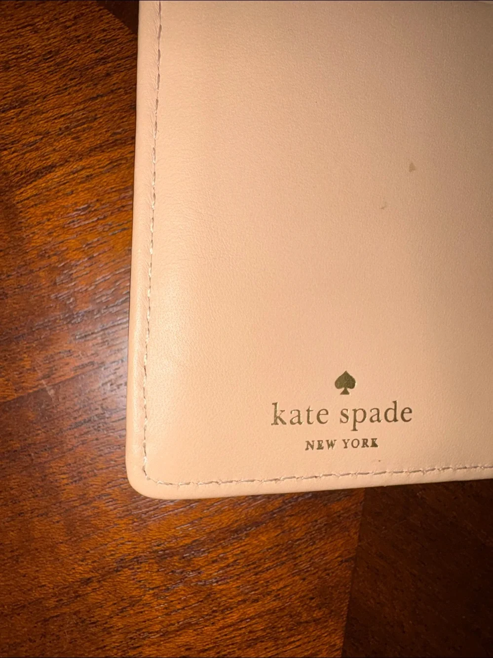 kate spade long wallet bifold turn lock flap Leather orchid/tan trim